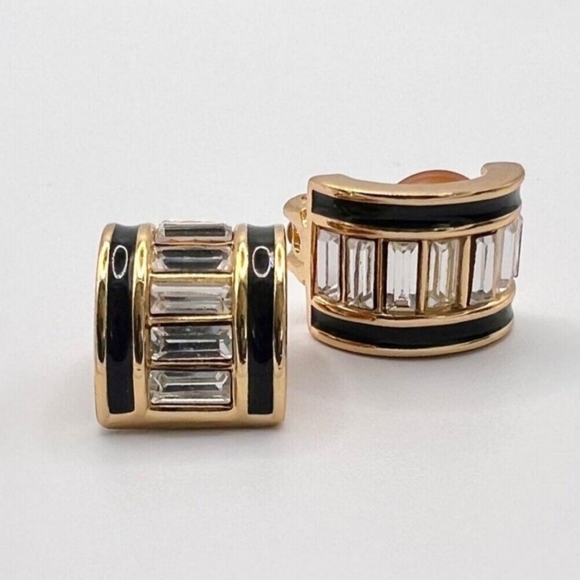 Dior Enamel Gold and Black Earrings - Picture 4 of 10